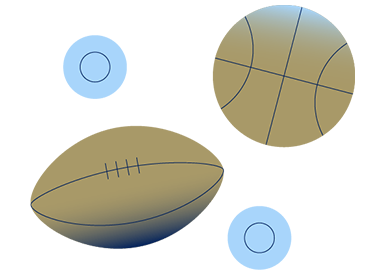 Illustration of football, basketball