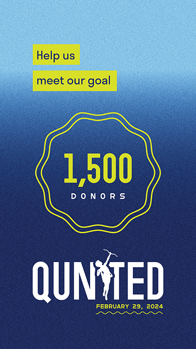 Qunited social media graphic - 1,500 donors