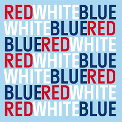 Red white blue words repeated graphic