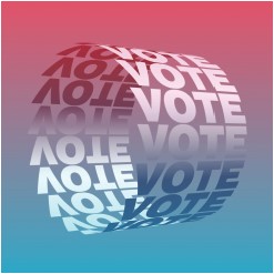 The word vote repeated in a circle graphic