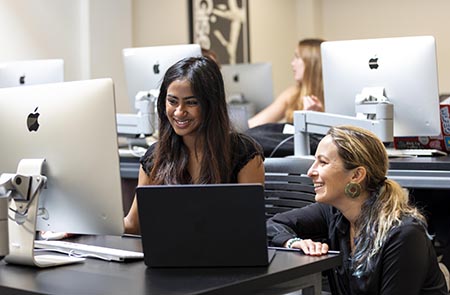 Professor and student in class