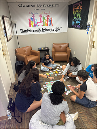 Students playing Monopoly in DICE Lounge