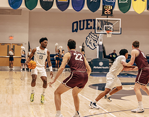 Men's basketball team in action on the court