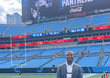 Isaiah Bennett at Bank of America stadium on game day